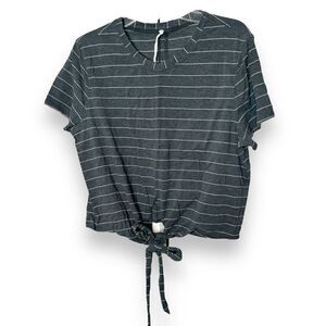 Lululemon Time To Restore Short Sleeve Short Serve Stripe Heathered Gray Tee 6